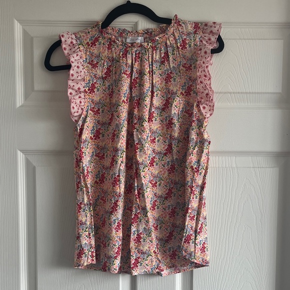 Ces Femme Tops - Ces Femme Pink Floral Ruffle Blouse